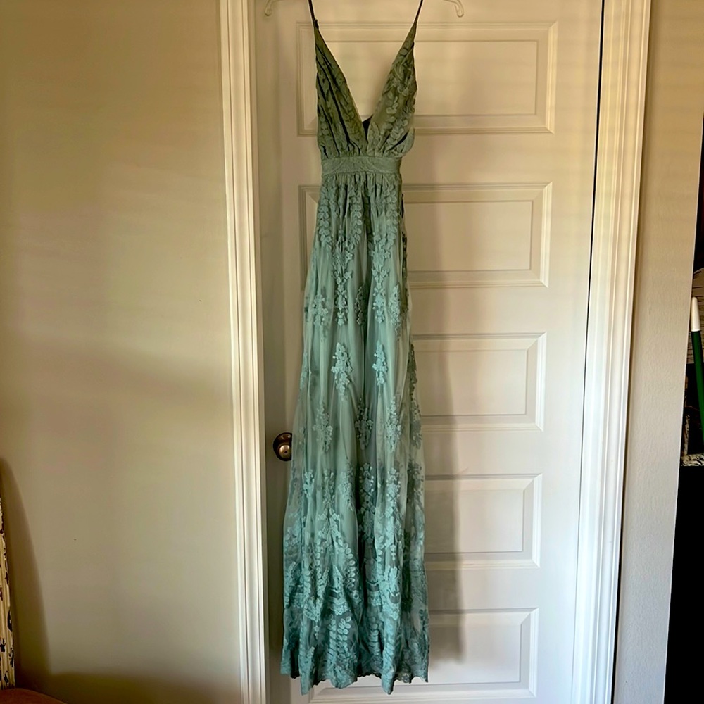 Blue Grey Prom dress or event dress.